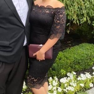 Black lace off the shoulder dress